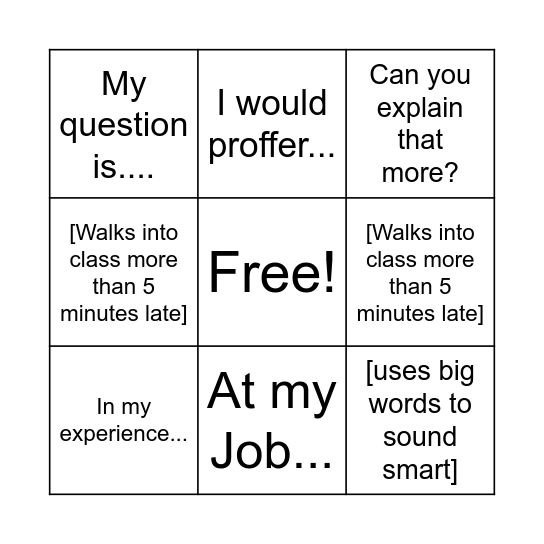 Jess Eddy Bingo Card