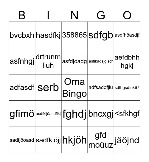 Oma Bingo Card