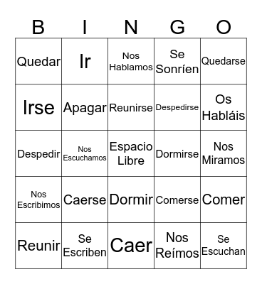 Spanish Bingo Card