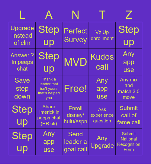 LANTZ IS BACK BINGO Card