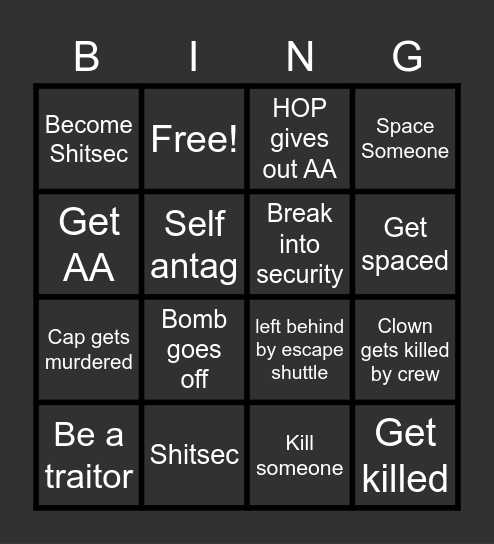 SS13 Bingo Card