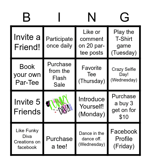 Funky Par-Tee Bingo! Bingo Card