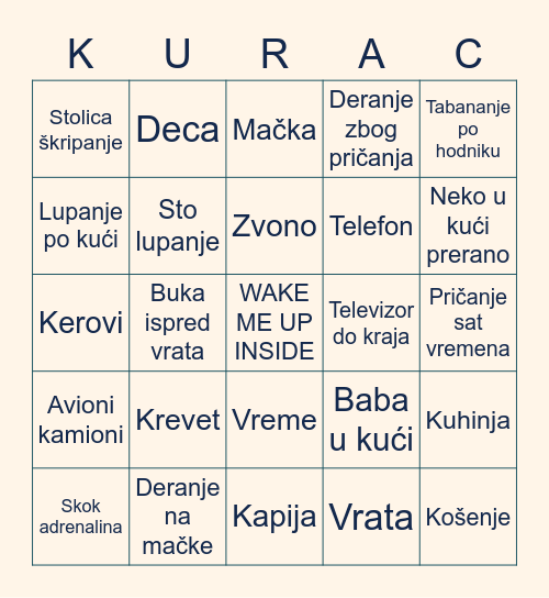MRŠ U Bingo Card