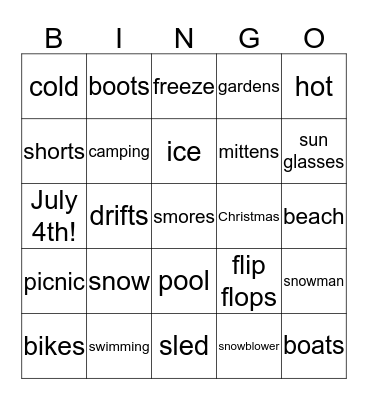 Seasons Bingo Card