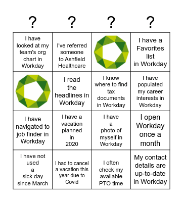 Workday Bingo Card