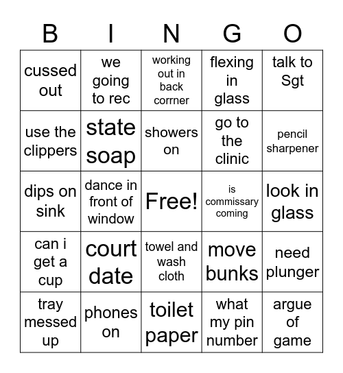 jail bingo Card