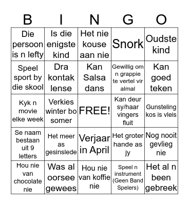 Ken Mekaar Bingo Card