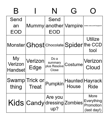 Halloween Bingo Card