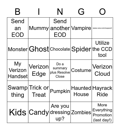 Halloween Bingo Card