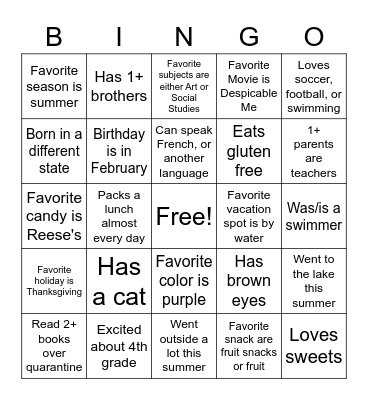 Ms. Berwald Bingo Card