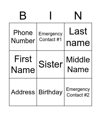 DAG bingo Card