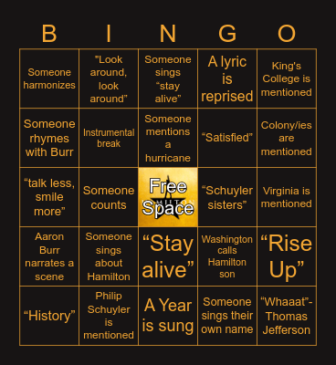 Hamilton Bingo Card