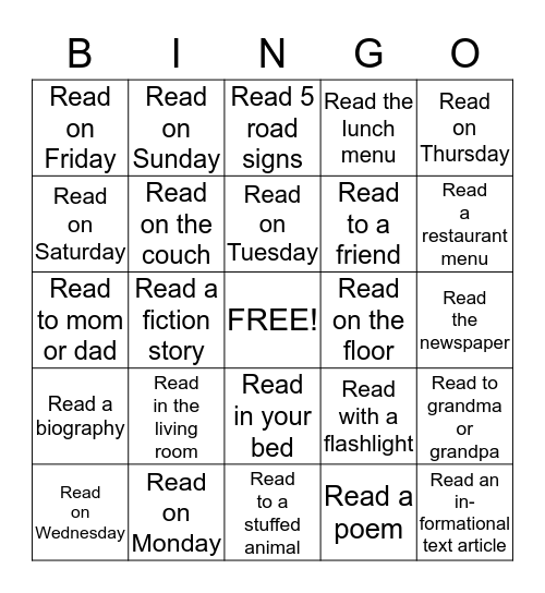 November Bingo - 15 minutes for each box Bingo Card