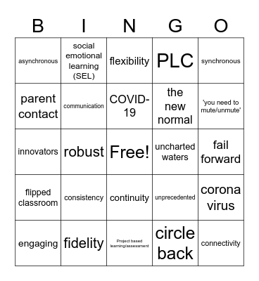 Staff Meeting Bingo Card
