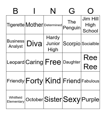 Robbie's Birthday Bingo Card