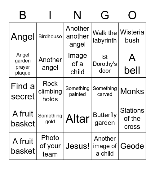 Bethany Scavenger Hunt Bingo Card