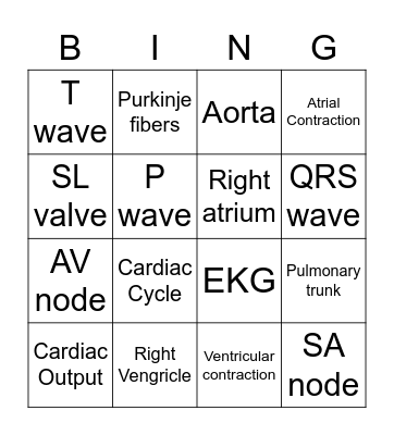 Anat 41 Heart Bingo 1 Bingo Card