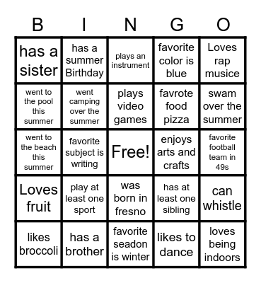 Untitled Bingo Card