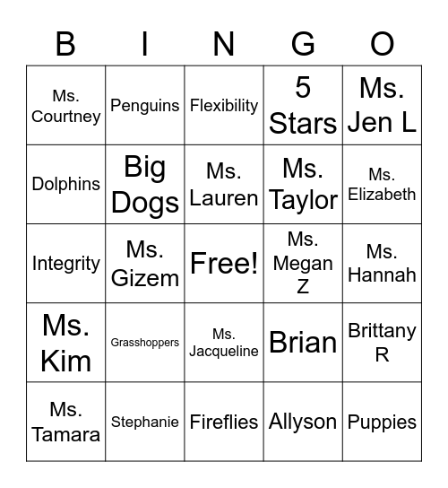 Small Hands Big Dreams Bingo Card