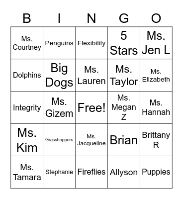 Small Hands Big Dreams Bingo Card
