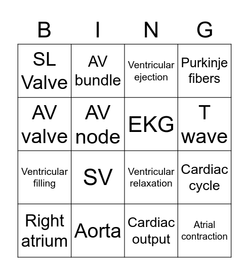 Anat 41 Heart Bingo 3 Bingo Card