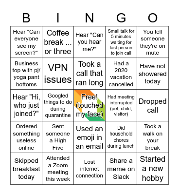Remote Work BINGO Card