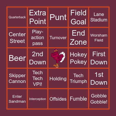 Game Day Bingo Card
