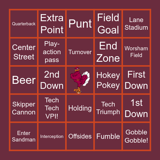 Game Day Bingo Card