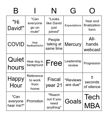 Counseling Family Bingo Card