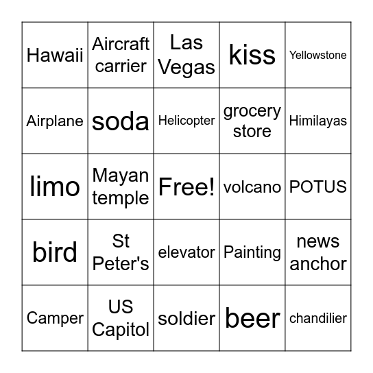 2012 Movie Night Bingo Card