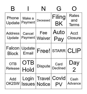 Mission Lane BINGO Card