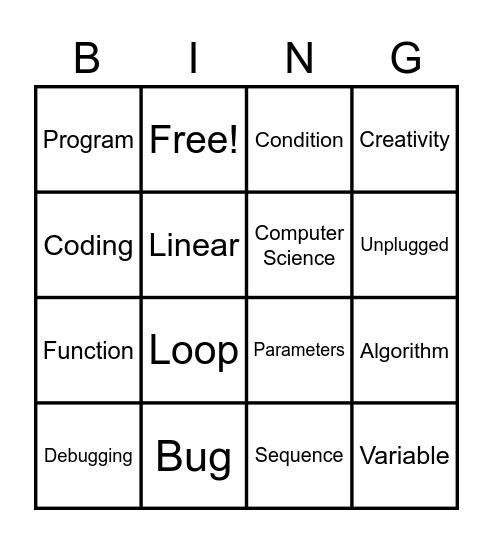 Computer Science Bingo Card