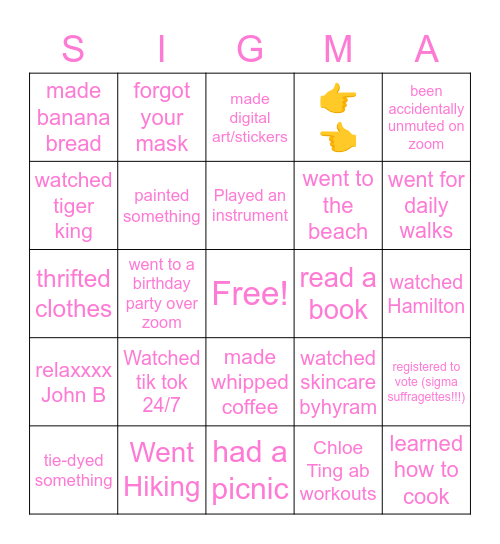 QUARANTINE BINGO! Bingo Card