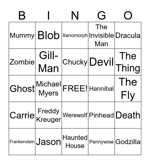 Monster Bingo Card