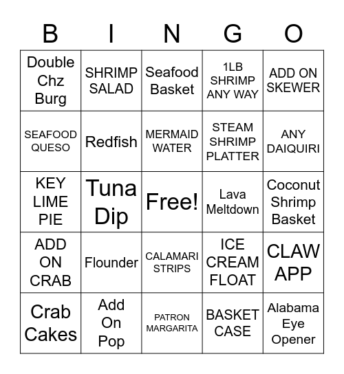 Shrimp Basket Bingo Card