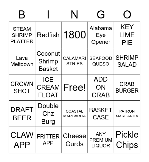 Shrimp Basket Bingo Card