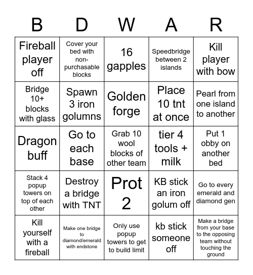 bw bingo Card