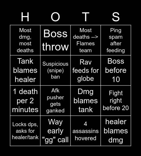 Ravinar Heroes of the Storm Bingo Card