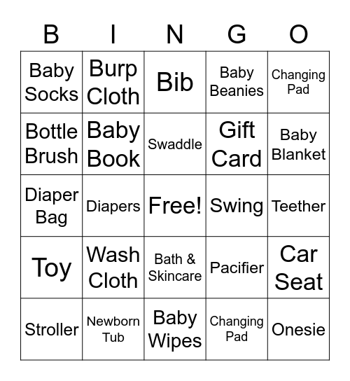 Baby Bingo Card