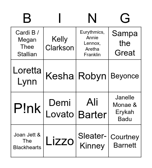 Feminist Bangers! Bingo Card