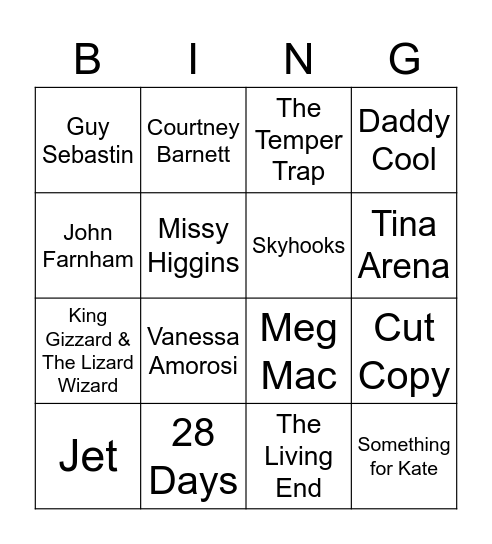 Mystery Round Bingo Card