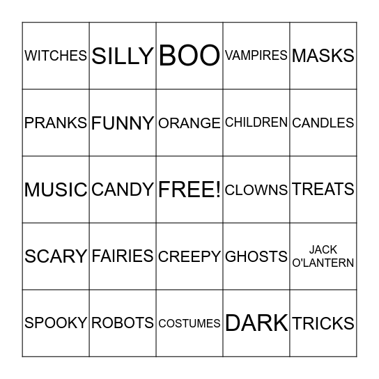 Halloween Bingo Card