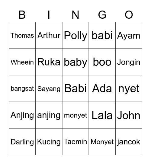 👶 bingo LaLa 👶 Bingo Card