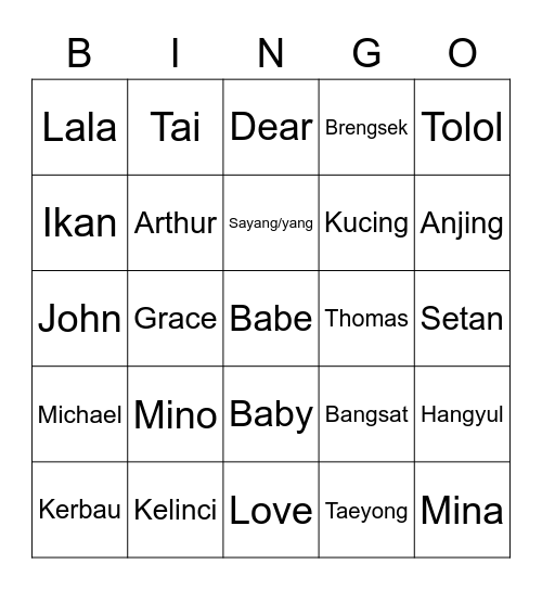 HANGYUL'S BOARD Bingo Card