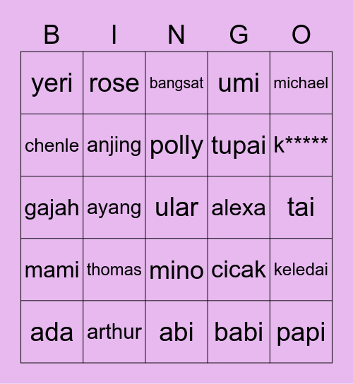 yermie Bingo Card