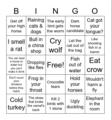 Animalisms Bingo Card