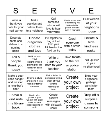 God's Work. Our Hands. 2020 Bingo Card