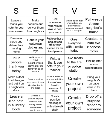 God's Work. Our Hands. 2020 Bingo Card