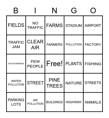 CITY AND THE COUNTRYSIDE Bingo Card