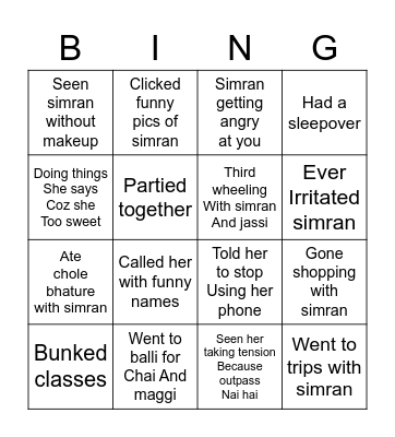 SIMRAN KA HAPPY BIRTHDAY Bingo Card